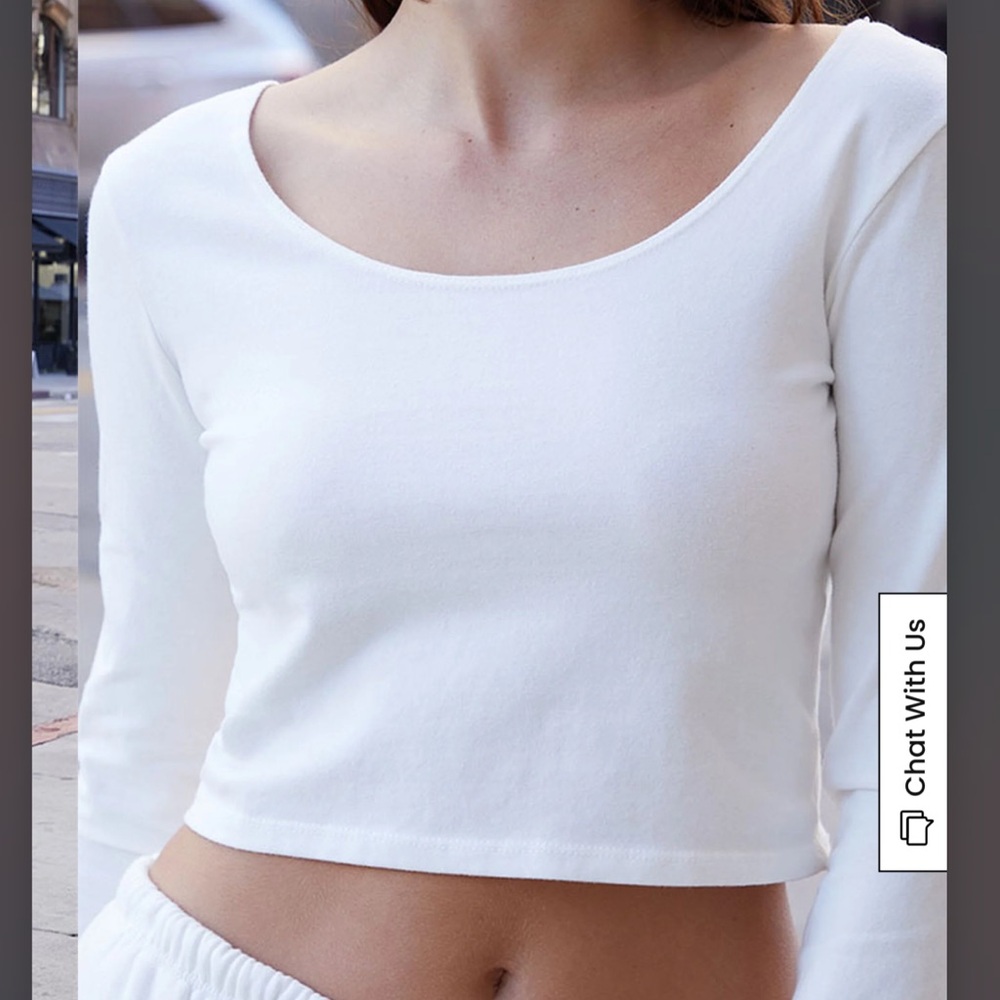 Brandy Melville White Long Sleeve Crop Top